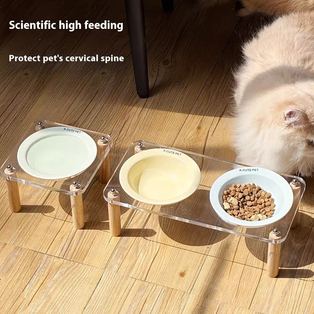 Anti Tumble Ceramic Elevated Pet Double Feeding Bowl