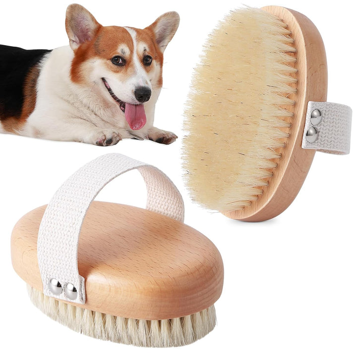 Soft Boar Bristle Pet Palm Grooming Brush Shedding Control Tool