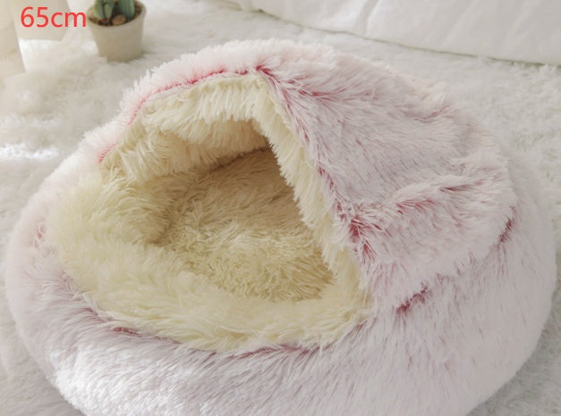 2 In 1 Winter Round Plush Warm Pet Sleeping Bed House
