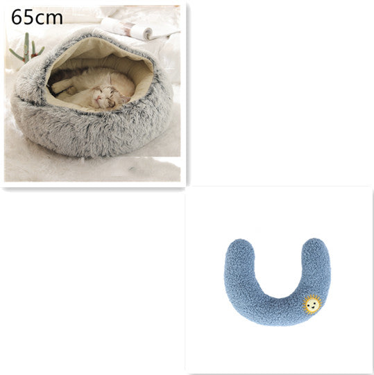 2 In 1 Winter Round Plush Warm Pet Sleeping Bed House
