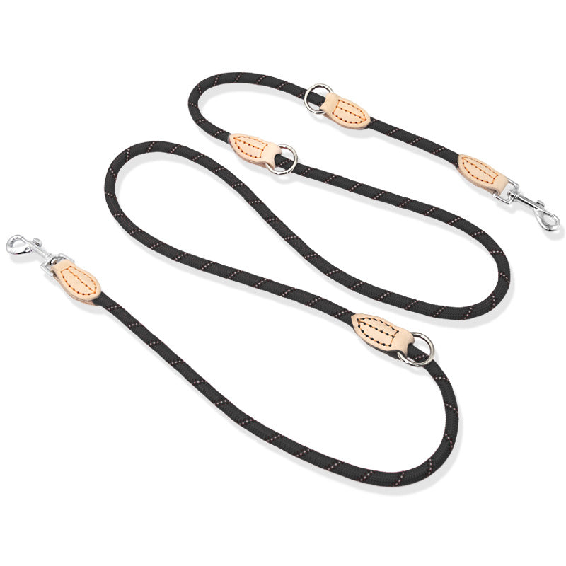 Multifunctional Leather Pet Leash With Hook Chain Design
