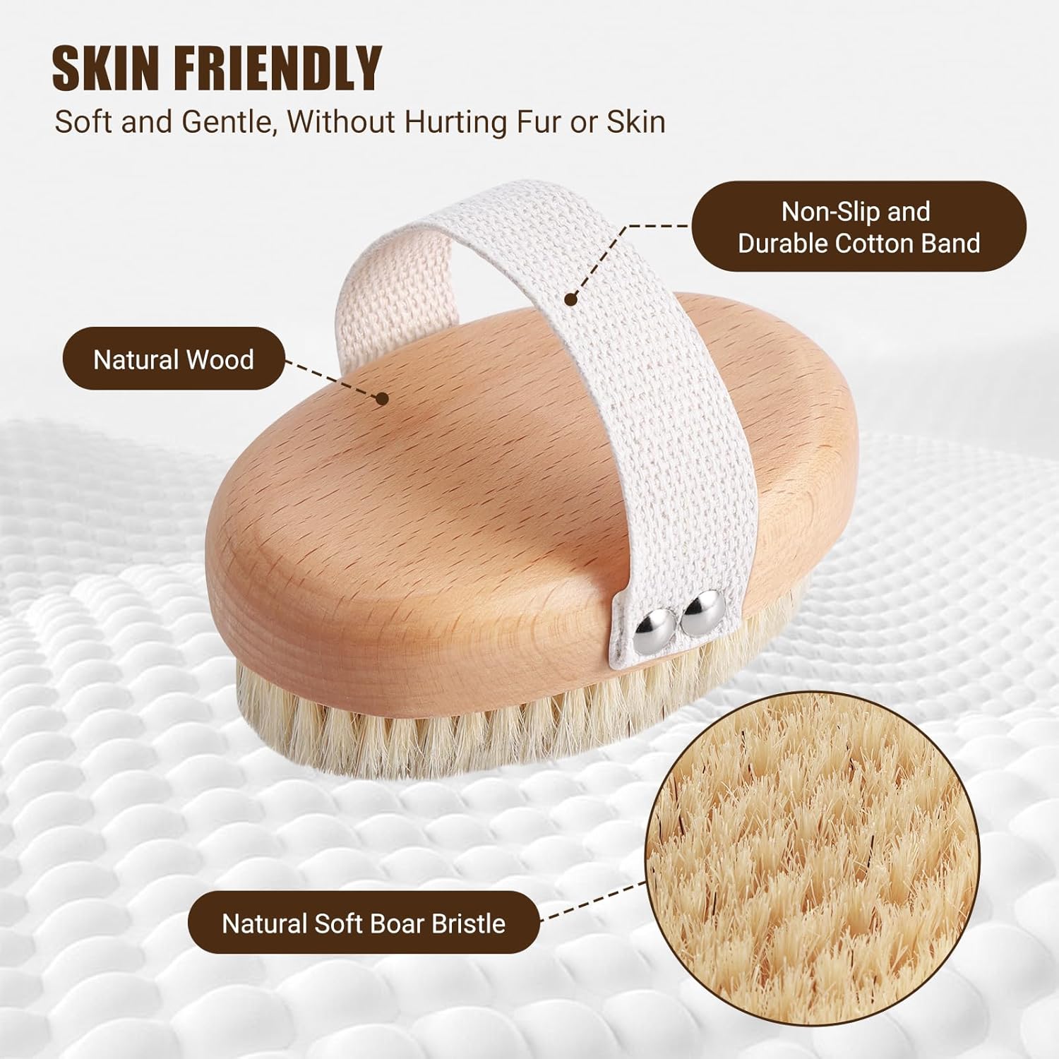 Soft Boar Bristle Pet Palm Grooming Brush Shedding Control Tool