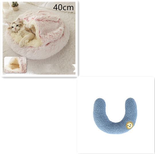 2 In 1 Winter Round Plush Warm Pet Sleeping Bed House