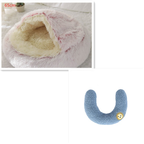 2 In 1 Winter Round Plush Warm Pet Sleeping Bed House