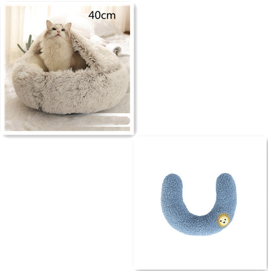 2 In 1 Winter Round Plush Warm Pet Sleeping Bed House