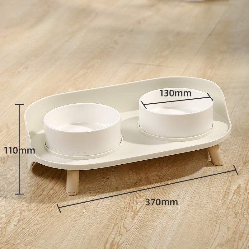 Adjustable Tilted Pet Double Bowl Set Spill Proof Design