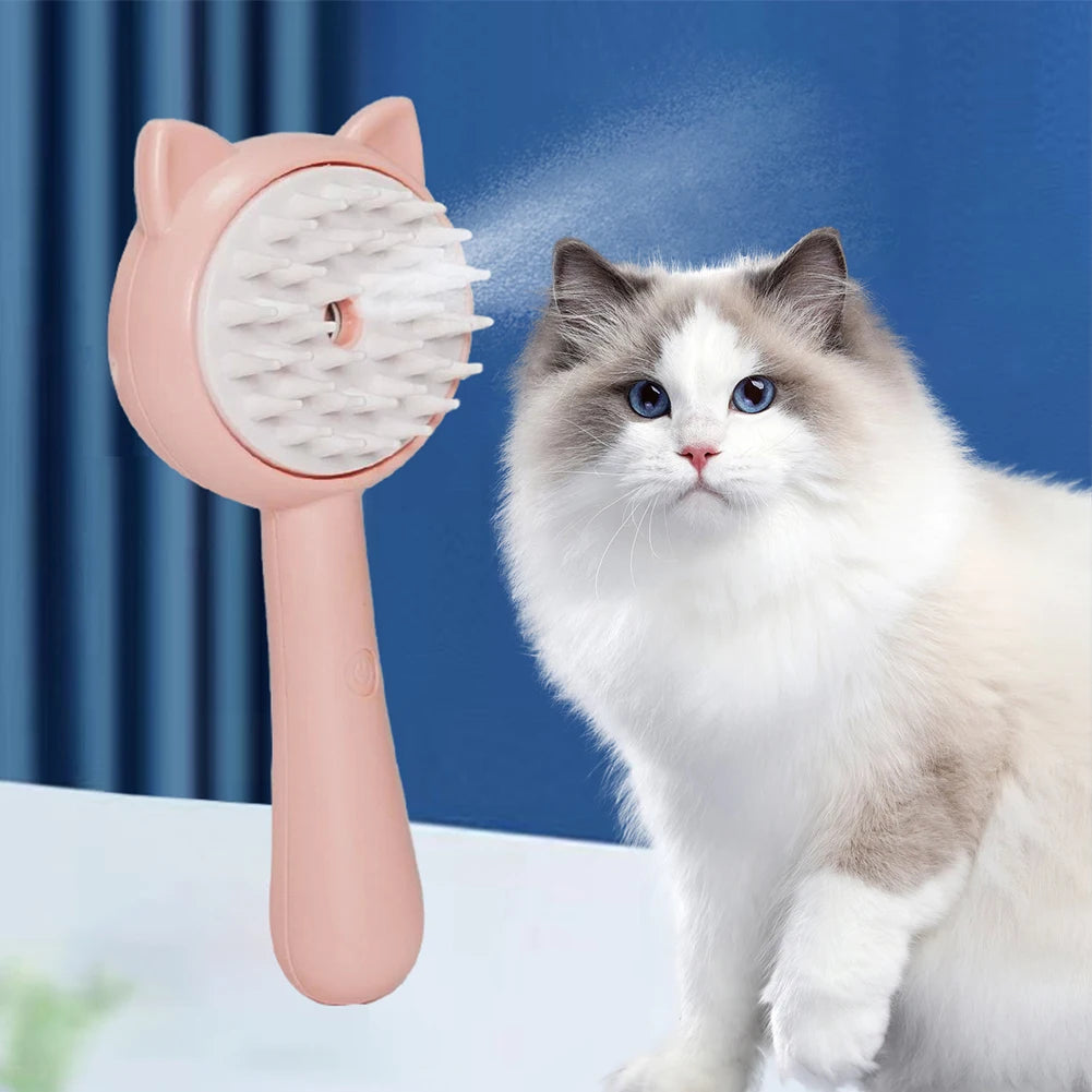 Rechargeable Pet Grooming Brush With Mist Self Cleaning Design