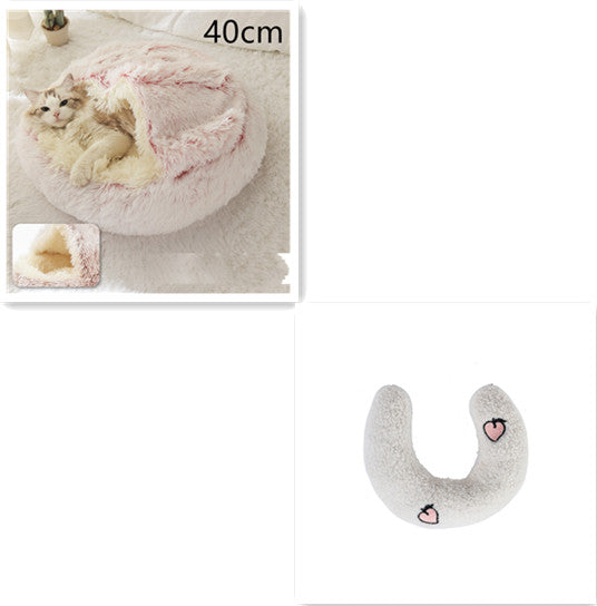 2 In 1 Winter Round Plush Warm Pet Sleeping Bed House