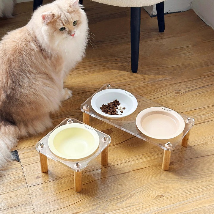 Anti Tumble Ceramic Elevated Pet Double Feeding Bowl