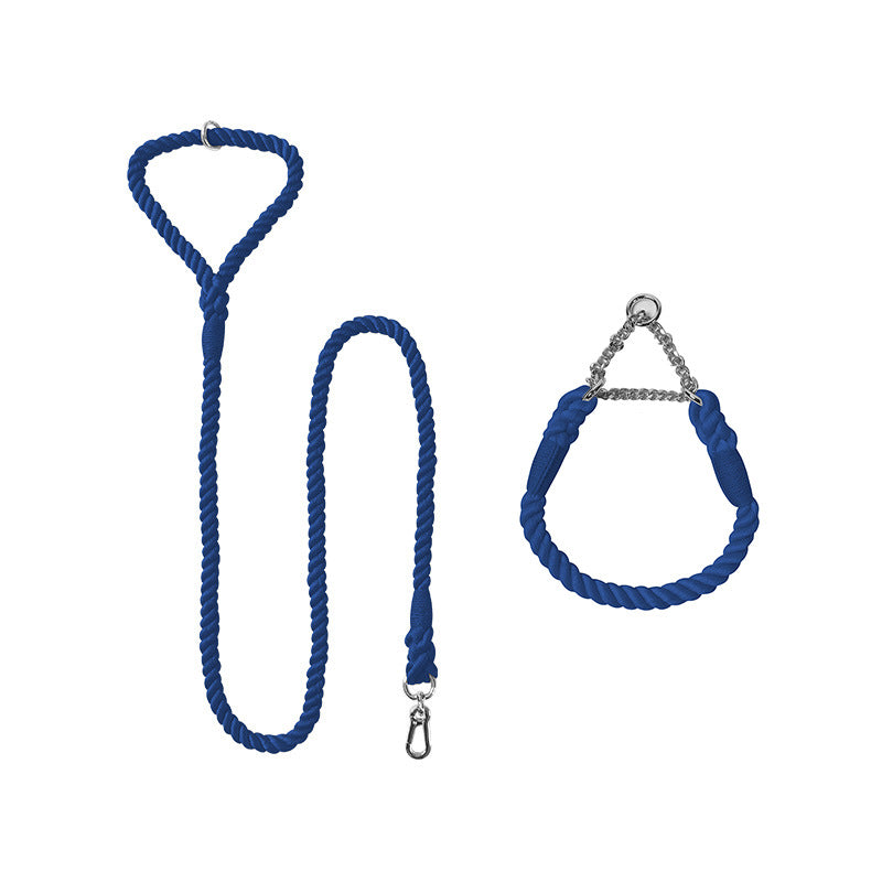 Woven Cotton Pet Collar And Leash Set Walking Control