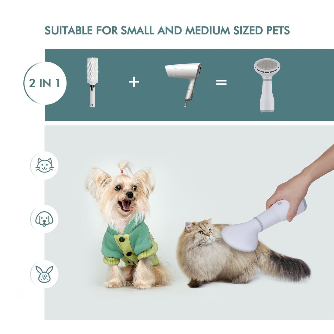 Pet Grooming Hair Dryer With Slicker Brush Attachment