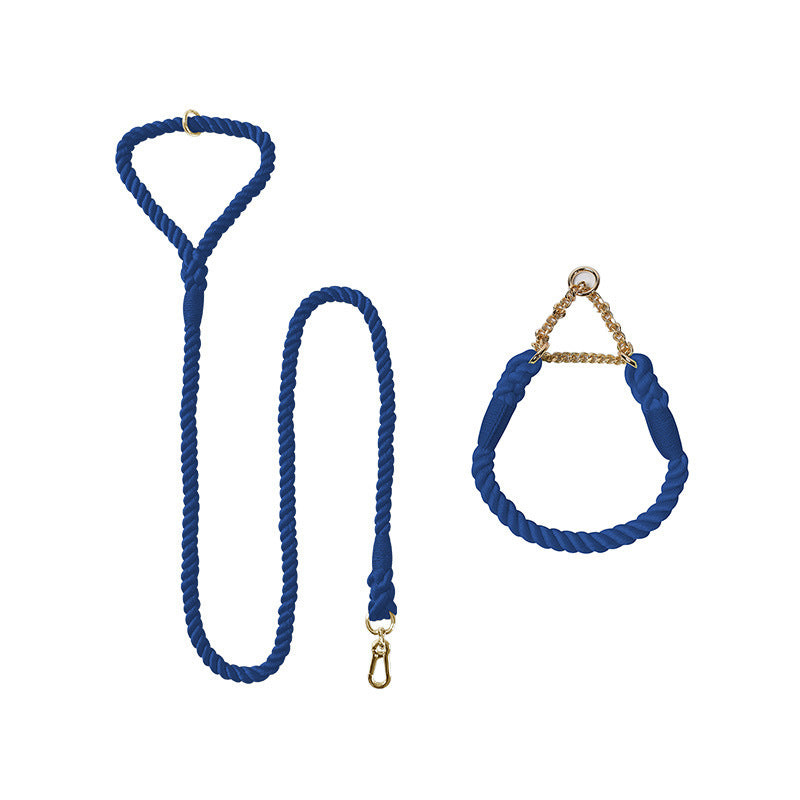 Woven Cotton Pet Collar And Leash Set Walking Control