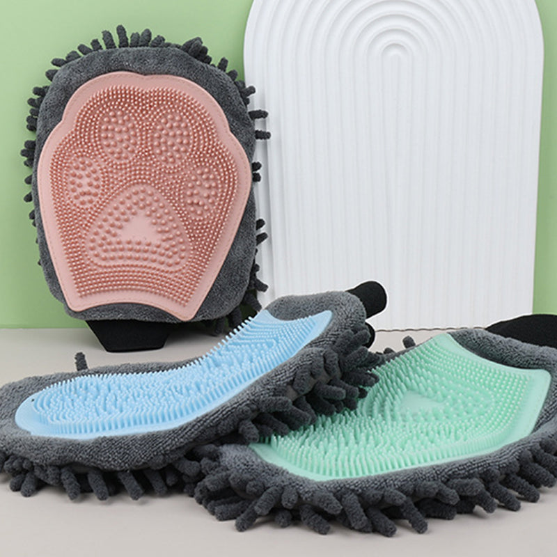 2 In 1 Pet Bathing Brush Grooming Glove Cleaning Massage Tool