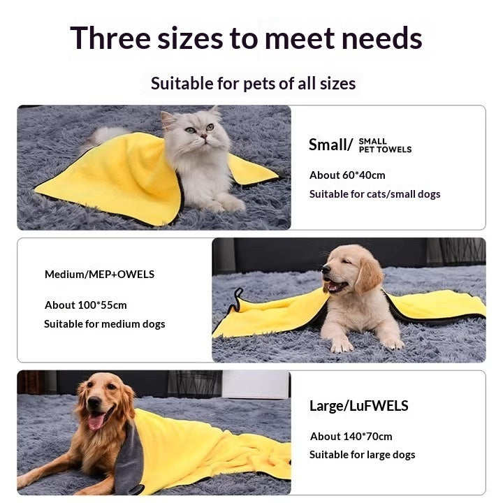 Super Absorbent Quick-Drying Pet Bath Towel Grooming Cloth