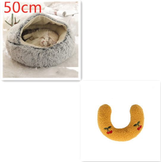 2 In 1 Winter Round Plush Warm Pet Sleeping Bed House