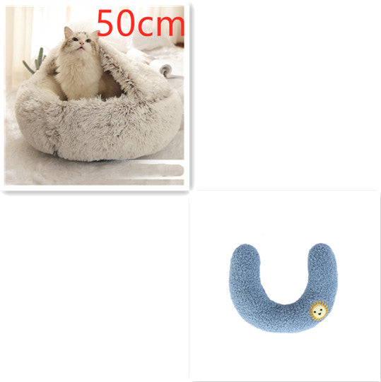 2 In 1 Winter Round Plush Warm Pet Sleeping Bed House