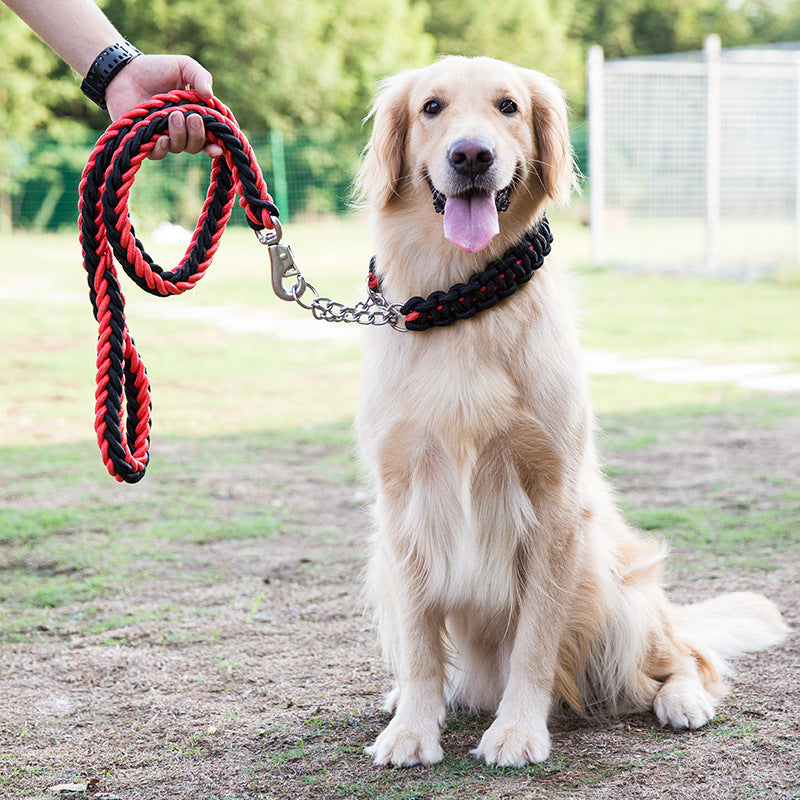 Heavy-Duty Nylon Braided Pet Collar And Training Leash