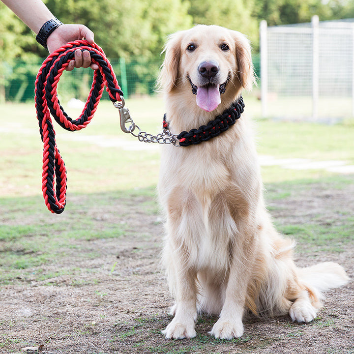 Heavy-Duty Nylon Braided Pet Collar And Training Leash