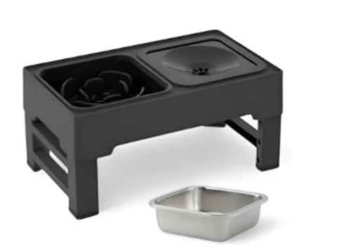 Adjustable Height Double Pet Bowls With Stainless Steel Stand