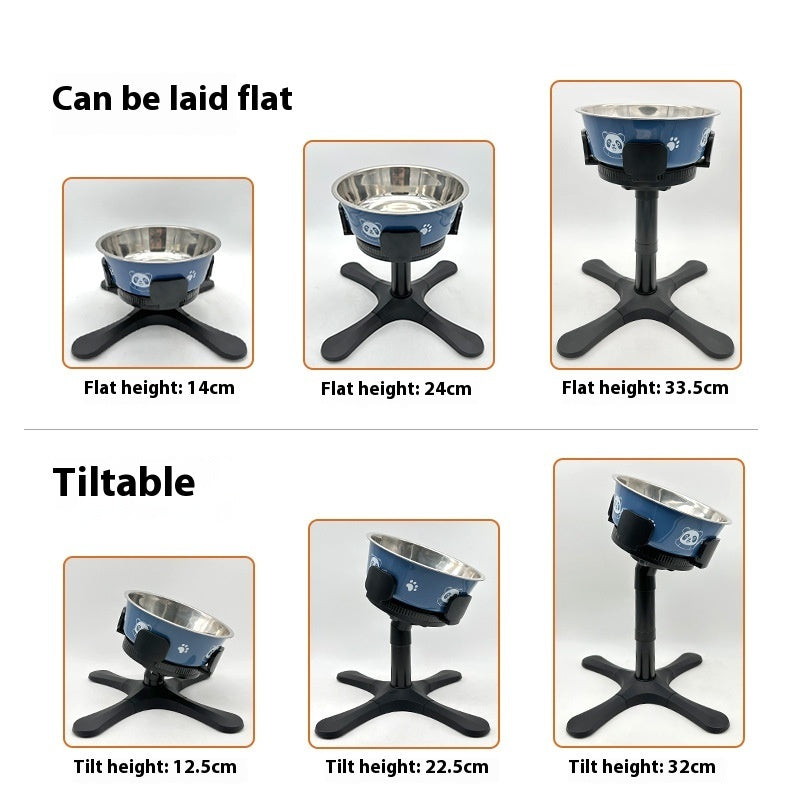 Adjustable Height Pet Bowl Stand With Anti-Tip Design
