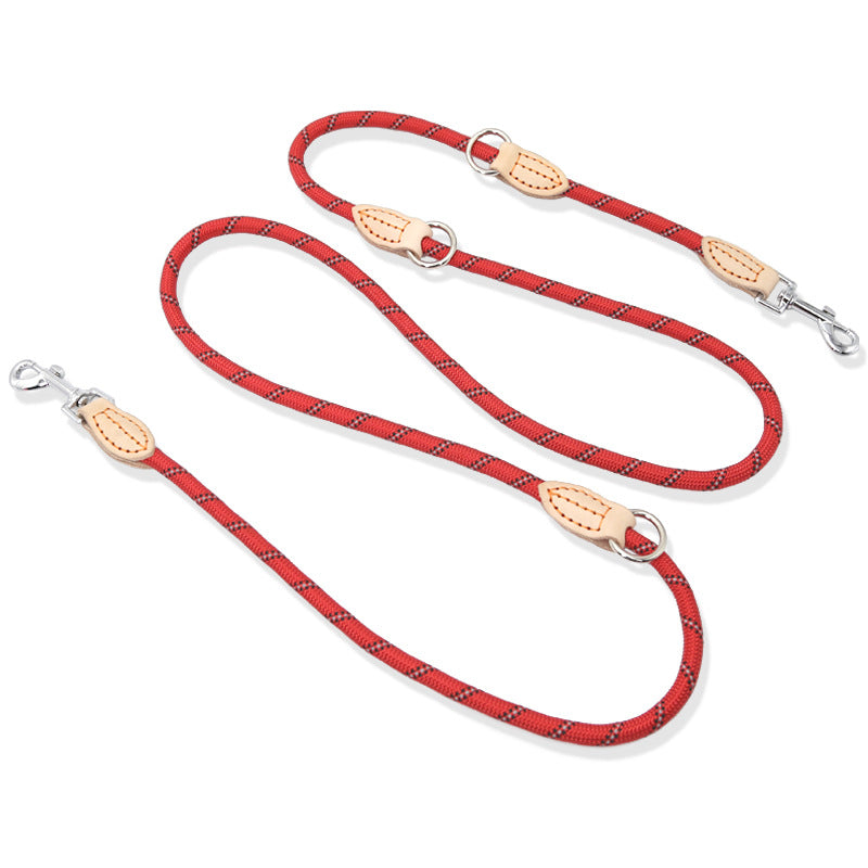Multifunctional Leather Pet Leash With Hook Chain Design