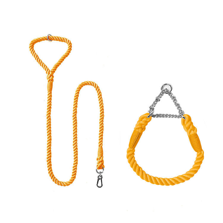 Woven Cotton Pet Collar And Leash Set Walking Control