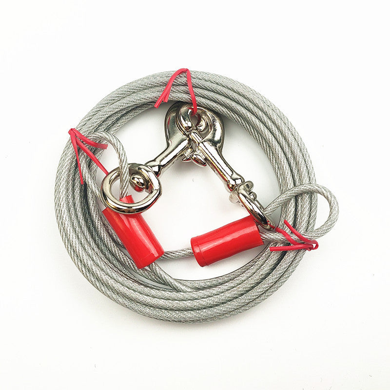 Double Hook Wire Rope Pet Leash Durable Walking Control