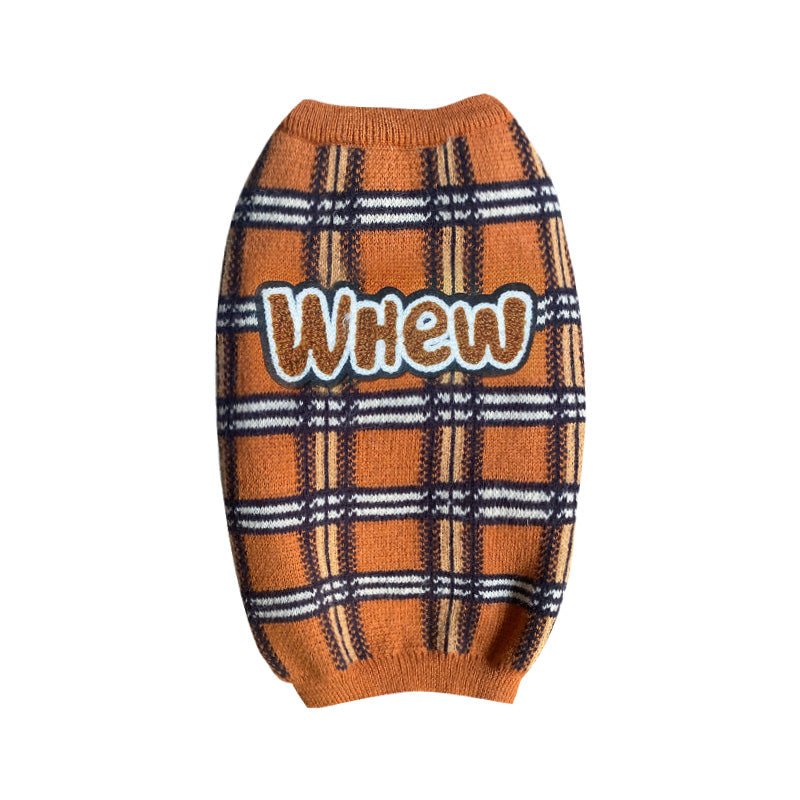 Vintage Plaid Warm Pet Sweater Clothing Pullover