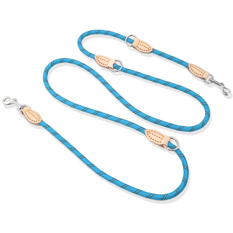Multifunctional Leather Pet Leash With Hook Chain Design