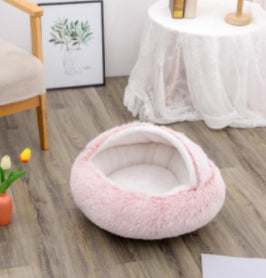2 In 1 Winter Round Plush Warm Pet Sleeping Bed House
