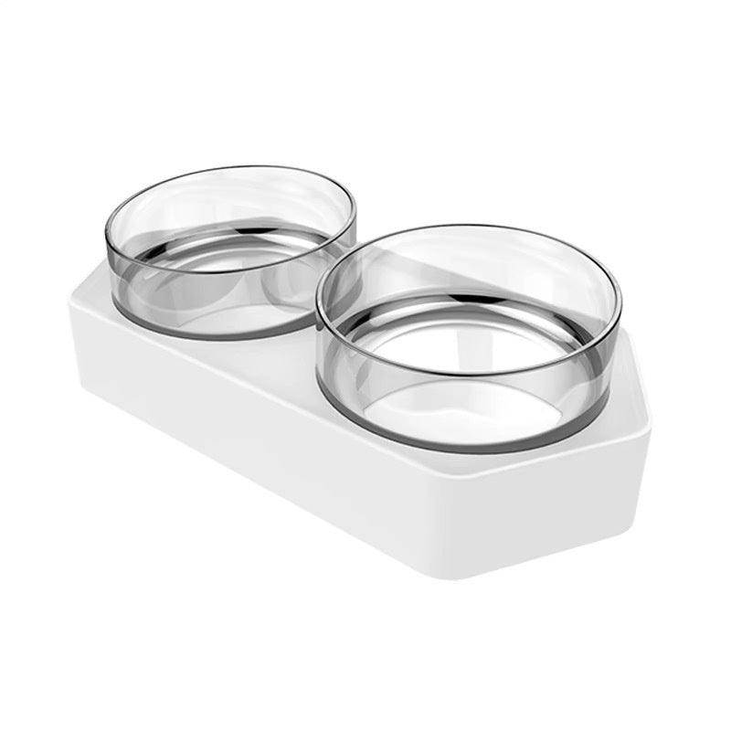 Ceramic Double Bowl Elevated Pet Feeding Water Bowl
