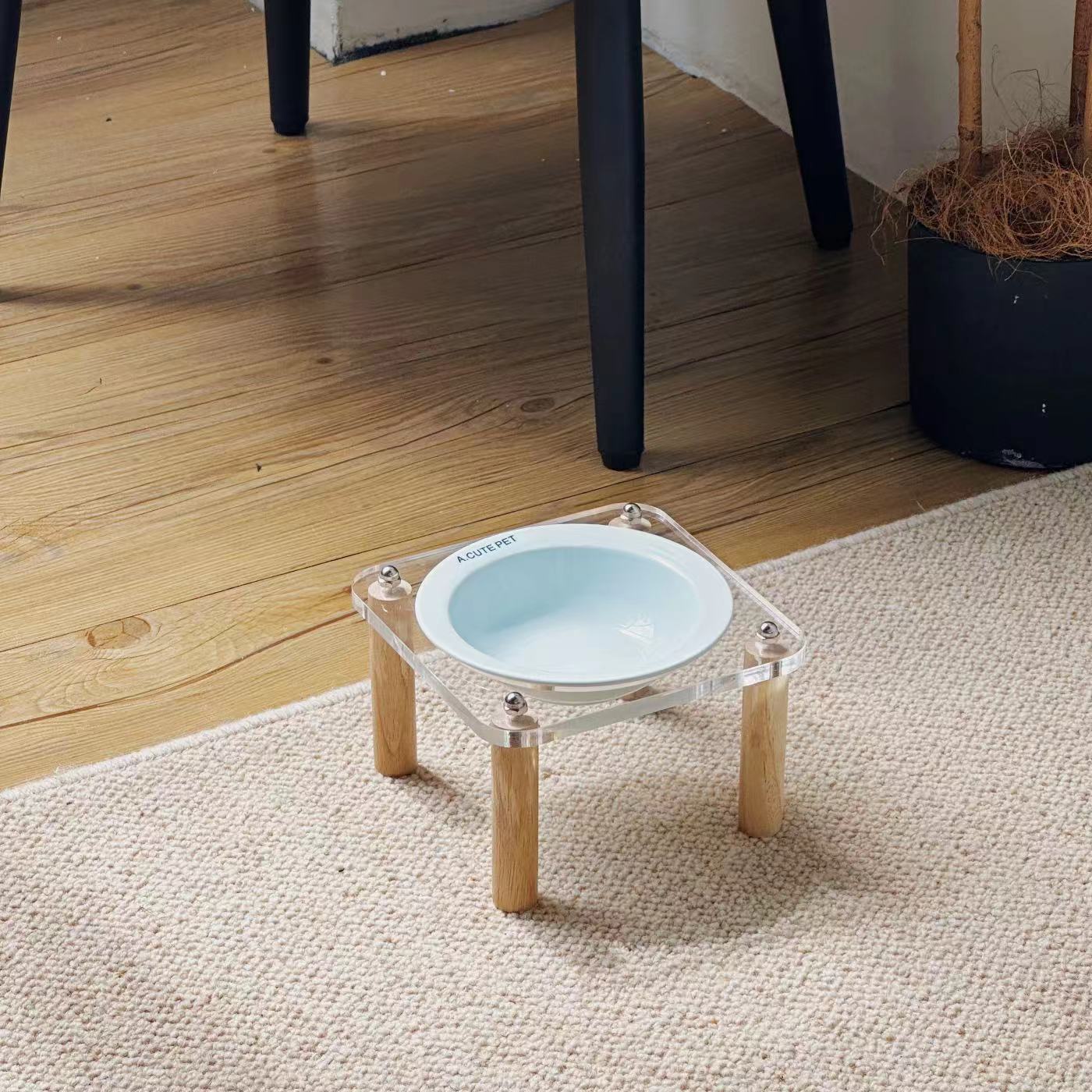 Anti Tumble Ceramic Elevated Pet Double Feeding Bowl