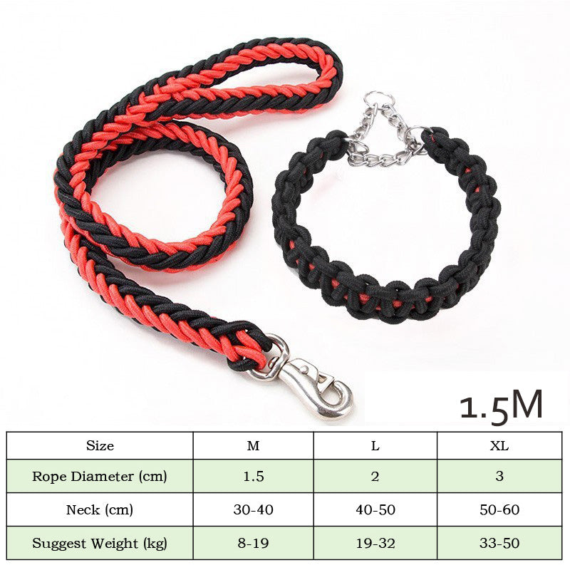 Heavy-Duty Nylon Braided Pet Collar And Training Leash