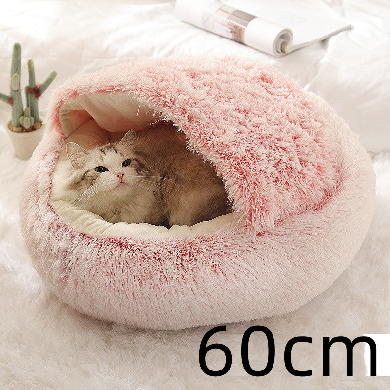 2 In 1 Winter Round Plush Warm Pet Sleeping Bed House