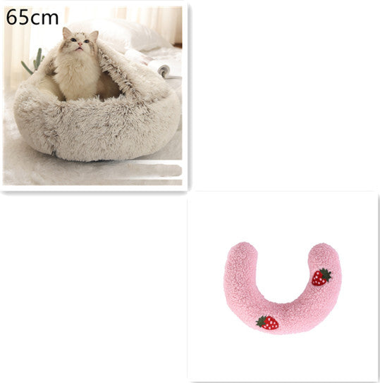 2 In 1 Winter Round Plush Warm Pet Sleeping Bed House