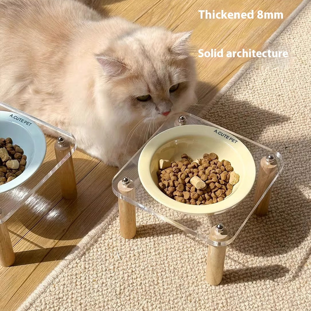 Anti Tumble Ceramic Elevated Pet Double Feeding Bowl