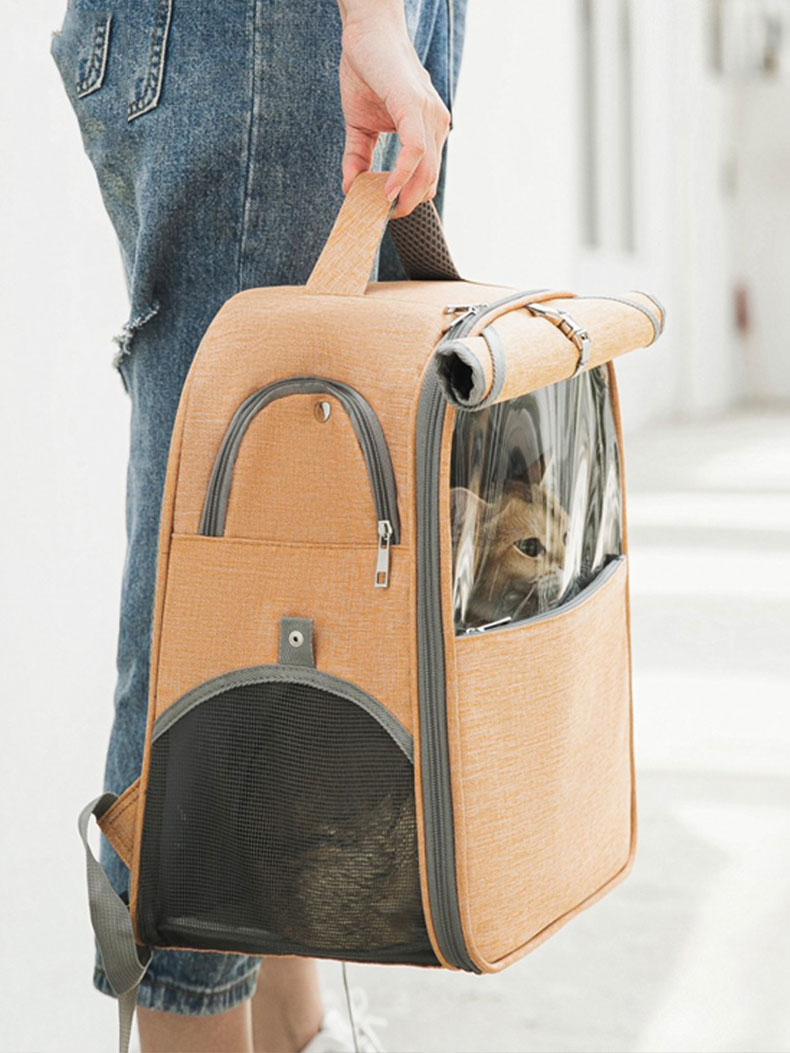 Large Capacity Canvas Pet Backpack For Outdoor Travel