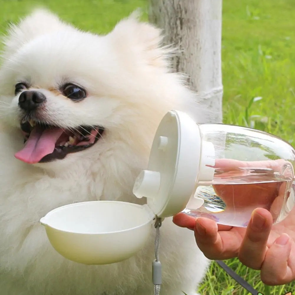Portable Pet Water Bottle Travel Drinking Cup Bowl With Lanyard