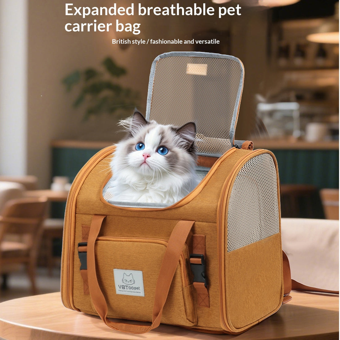 Expandable Breathable Large Capacity Portable Pet Backpack Carrier