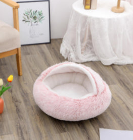 2 In 1 Winter Round Plush Warm Pet Sleeping Bed House