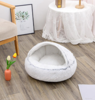 2 In 1 Winter Round Plush Warm Pet Sleeping Bed House