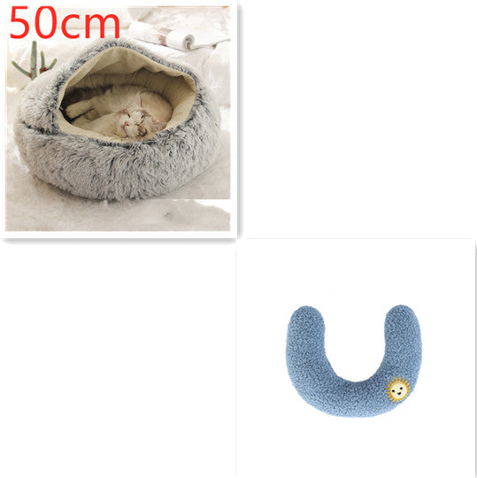 2 In 1 Winter Round Plush Warm Pet Sleeping Bed House