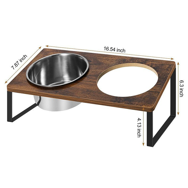 Iron And Wood Pet Feeding Rack With Bowl Stand