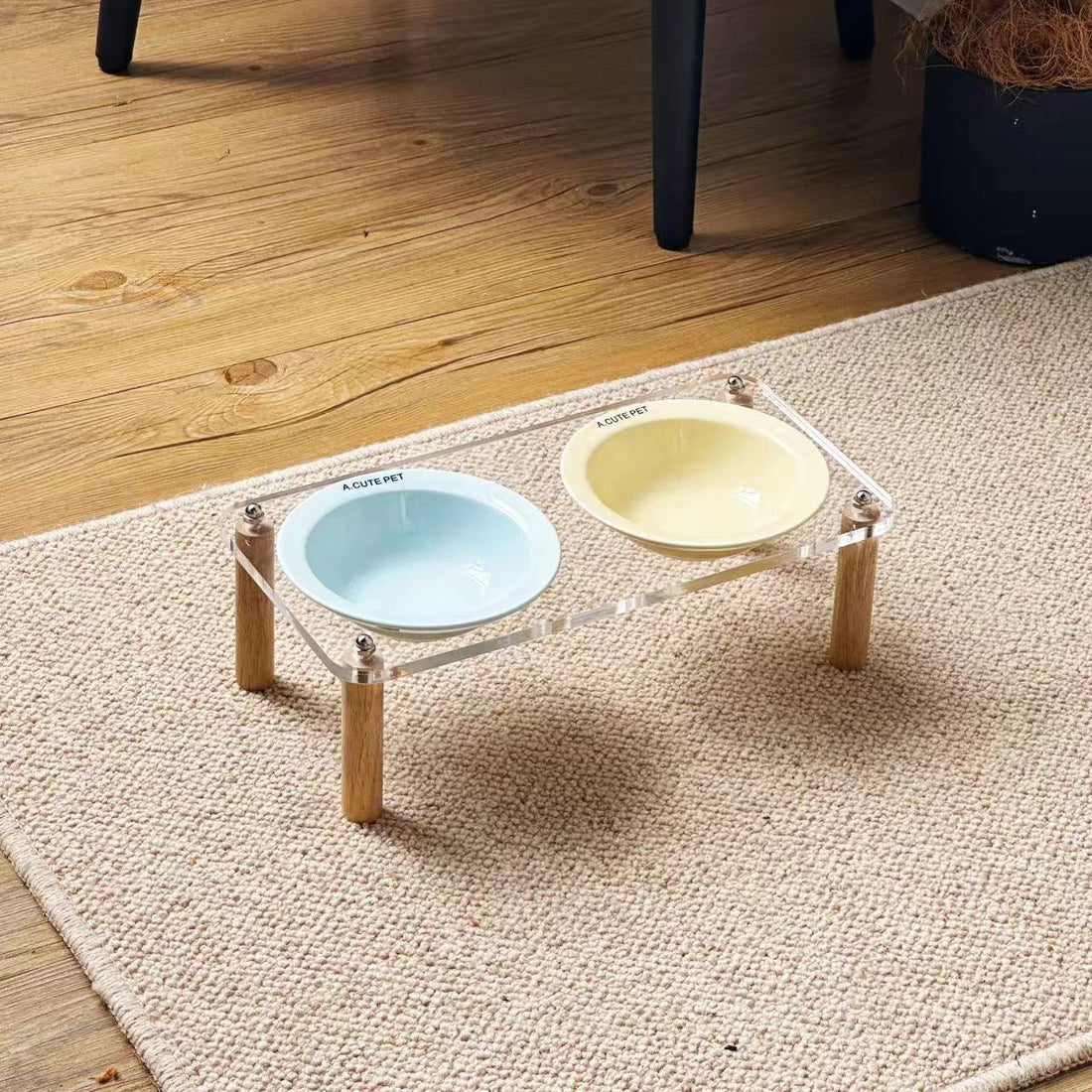 Anti Tumble Ceramic Elevated Pet Double Feeding Bowl