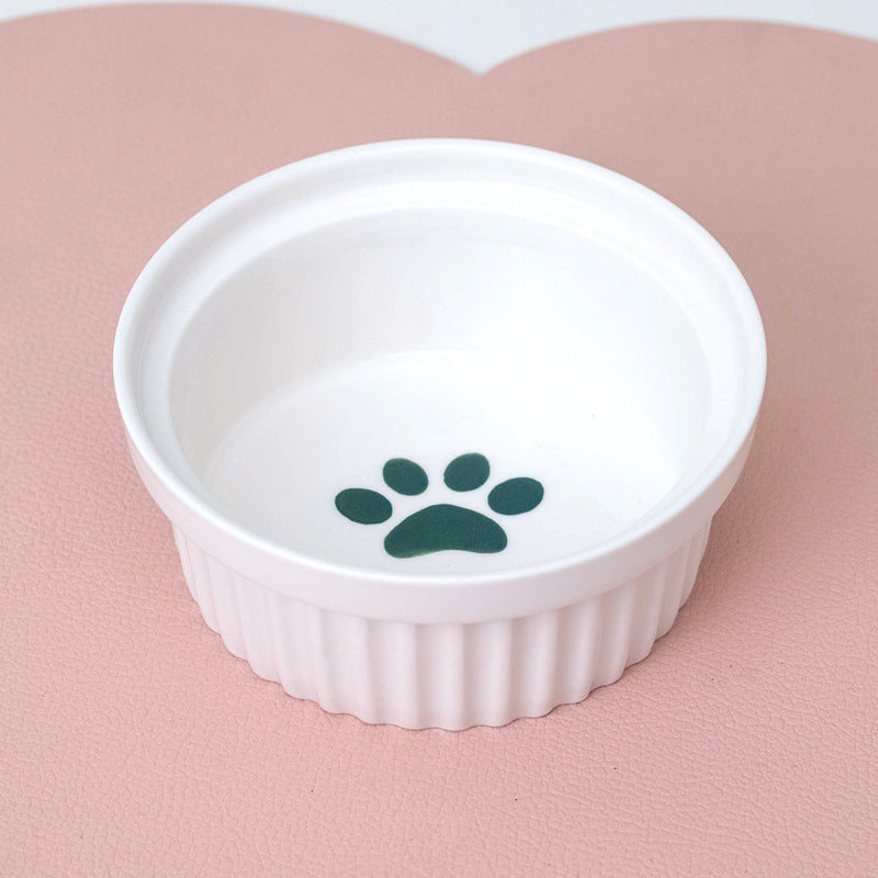Ceramic Double Elevated Pet Feeding Water Bowl