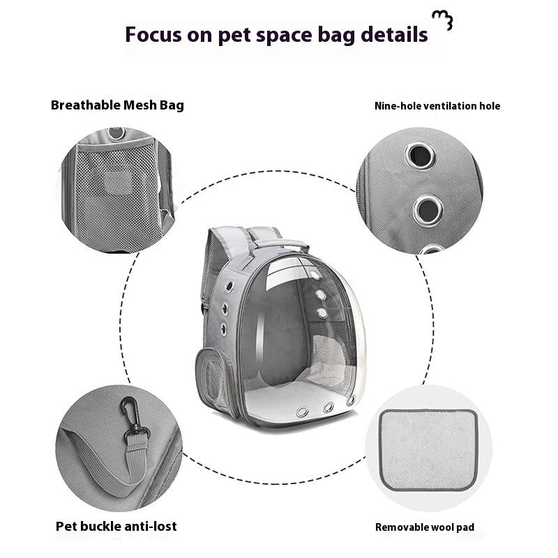 Portable Large Capacity Transparent Pet Backpack Travel Bag