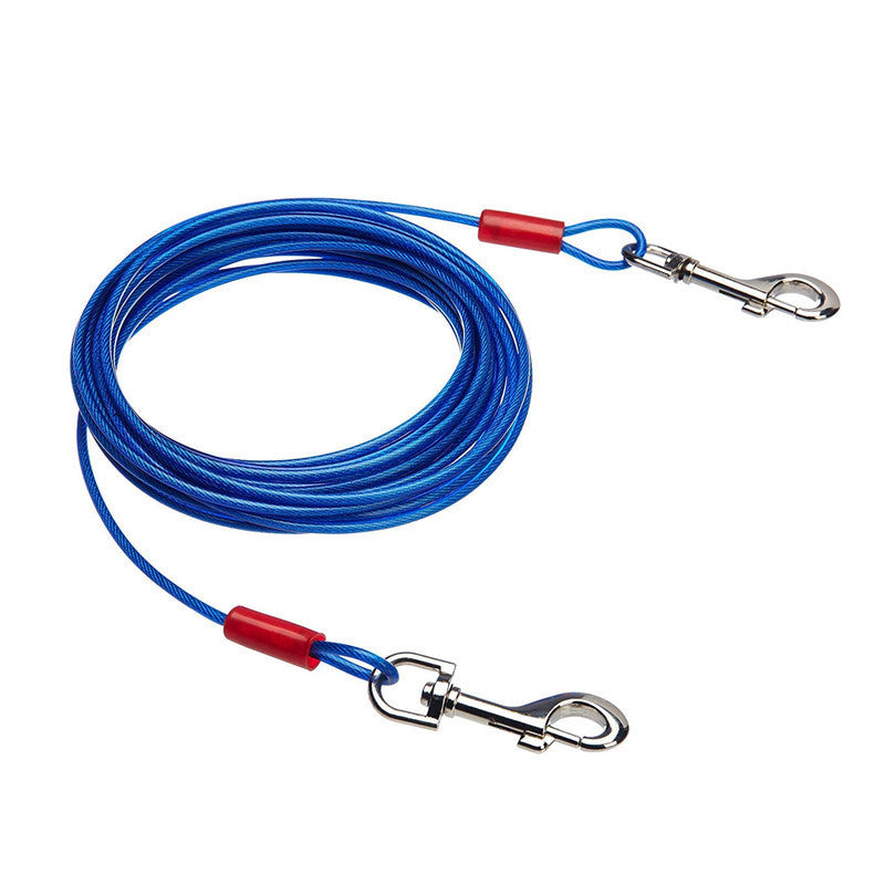 Double Hook Wire Rope Pet Leash Durable Walking Control