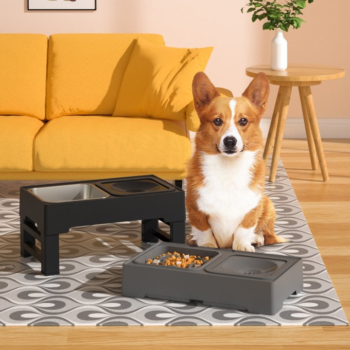 Adjustable Height Double Pet Bowls With Stainless Steel Stand