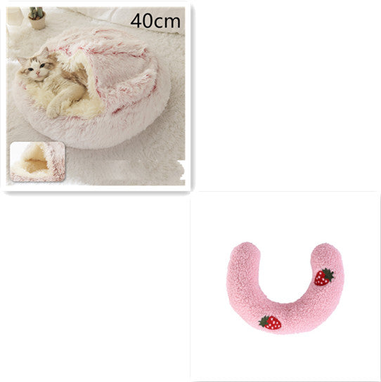 2 In 1 Winter Round Plush Warm Pet Sleeping Bed House