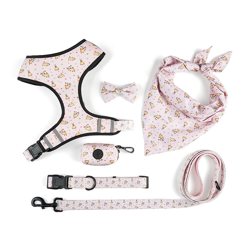 Pet Harness With Bow Adjustable Comfortable Walking Leash